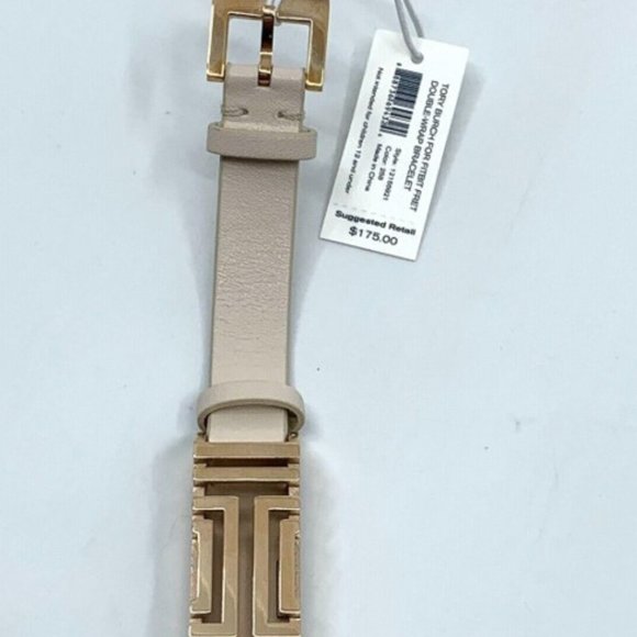 Retired Tory Burch Fitbit Fret Double Wrap Leather Bracelet Rose Gold $175 - Picture 3 of 4